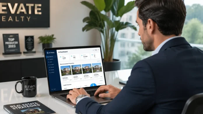 Ai Tools For Real Estate Agents Shown On Laptop Screen In Modern Office